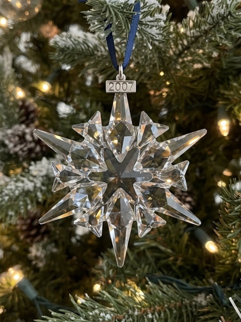 Swarovski 2007 Crystal Snowflake Christmas Tree Ornament with Box & certificate